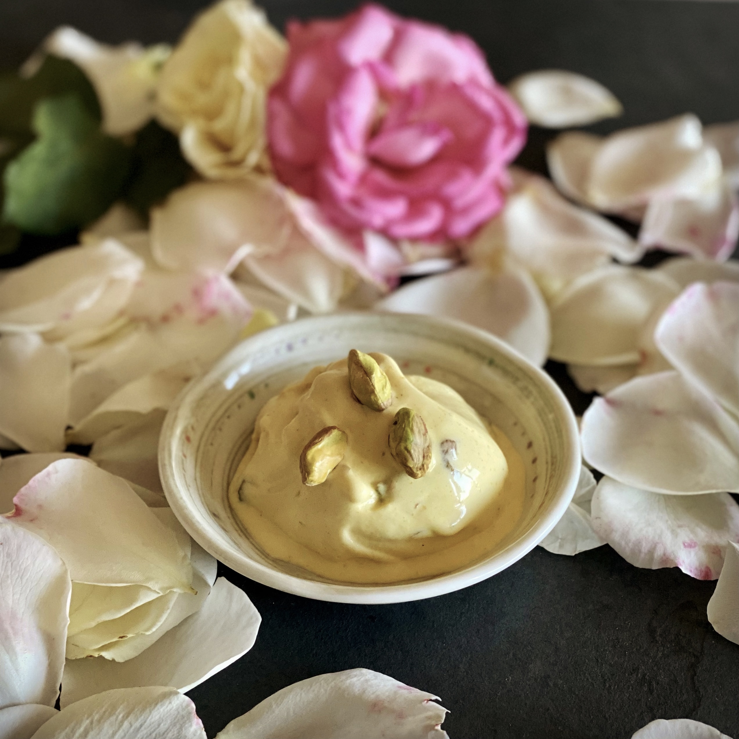 Bastani Sonnati (Iranian Saffron, Pistachio, and Rose Ice-Cream)